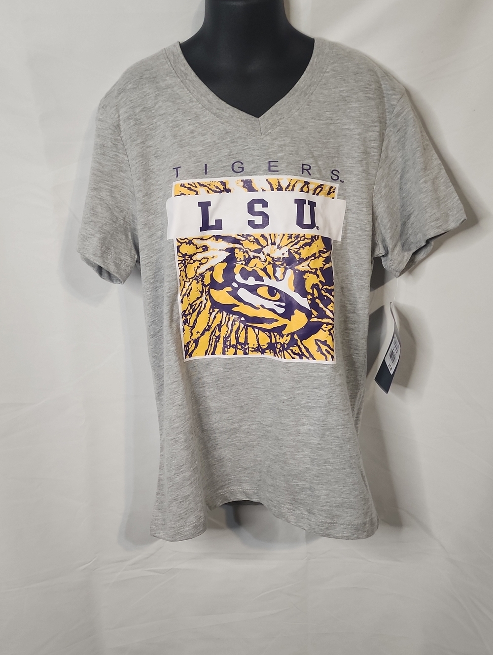 LSU Tigers Gray V-Neck Tee By Team Athletics Girls L 10/12 New With Tag